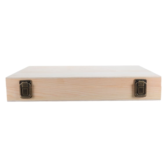 LOLIPPYY Unfinished Wood Storage Box with Hinged Lid for DIY Painting