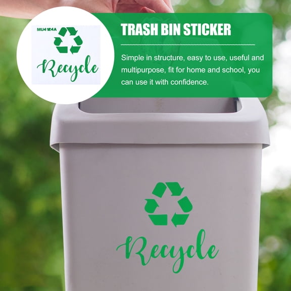 LOLIPPYY Recycle Trash Bin Sticker Waterproof Self Adhesive Green PVC Label for Trash Classification and Sorting
