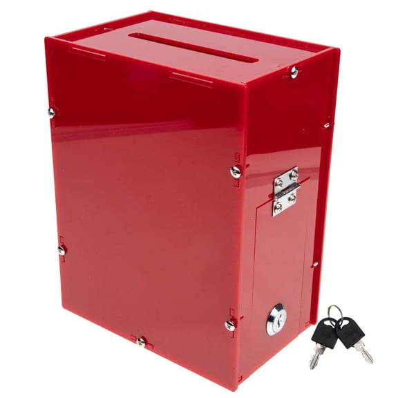 LOLIPPYY Red Acrylic Polling Box for Desktop Voting Collection with Lock and Compact Design