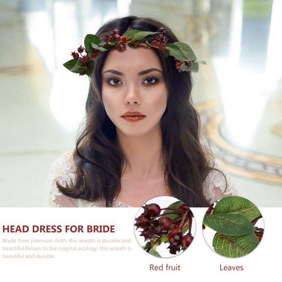 LOLIPPYY Red Artificial Berry Christmas Wreath 2pcs Holiday Garland Headpiece Decorations for Brides