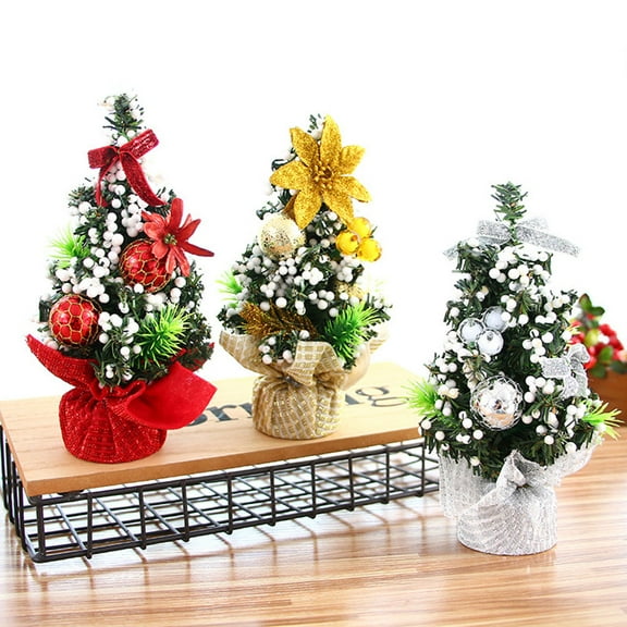 LOLIPPYY Red Christmas Tree Decoration with Cloth Wrapped Base for Desk and Table Display