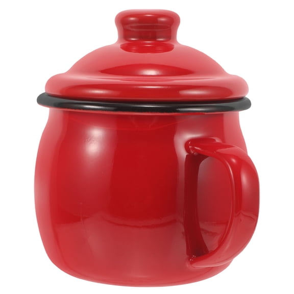 LOLIPPYY Red Farmhouse Style Enamel Cup for Milk Coffee and Juice Simple Decorative Mug