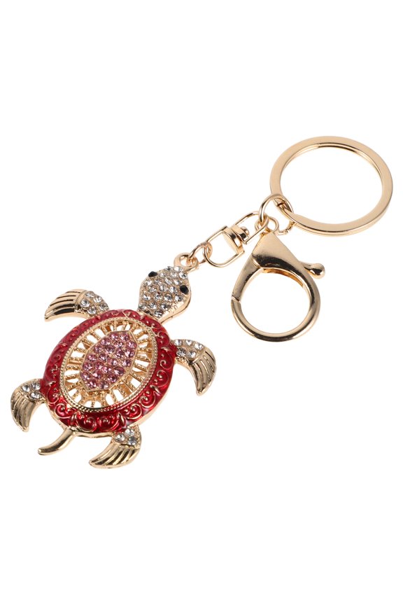Red Glitter Turtle Keychain Alloy Material with Rhinestone for Purse and Backpack