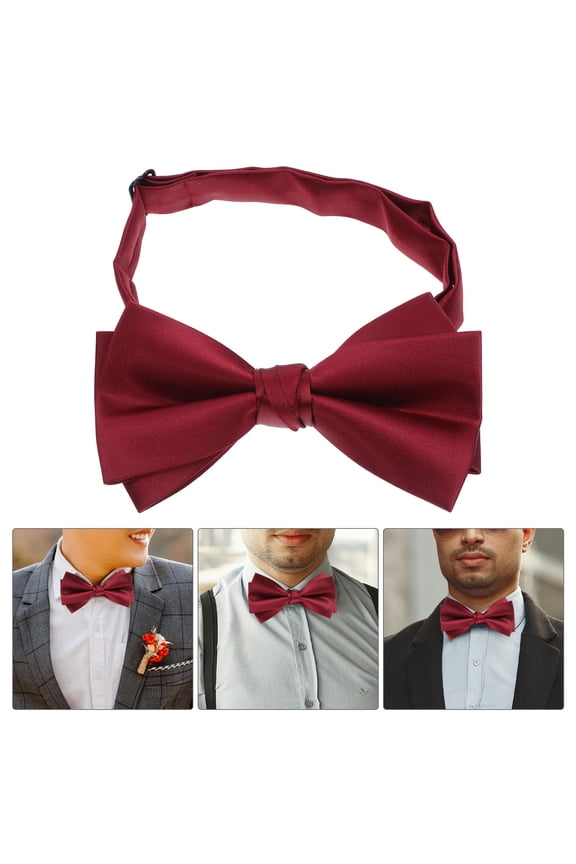Red Men Bow Tie for Wedding and Party Featuring Polyester and Adjustable Design