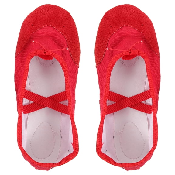 LOLIPPYY Red PU Ballet Shoes for Dance Use with Antislip Sole and Elastic Band Size 35