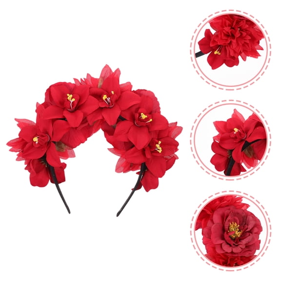 LOLIPPYY Elegant Red Peony Flower Hair Headpiece Accessory for Travel, Weddings, Parties, and Special Occasions