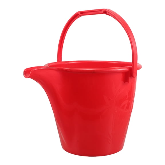 LOLIPPYY Red Plastic Bucket with Handle for Gardening Fertilizer Spreading and Outdoor Water Carrying