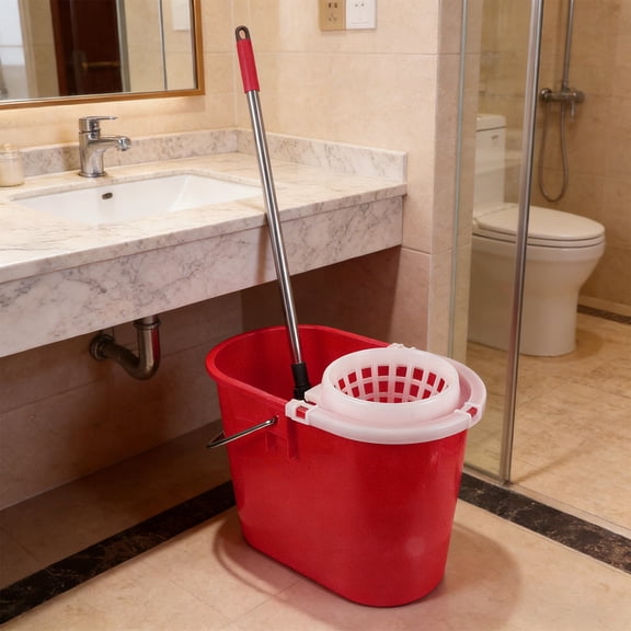 LOLIPPYY Red Plastic Cleaning Mop Bucket for Floor Heavy Duty Mop Bucket for Housekeeping Cleaning