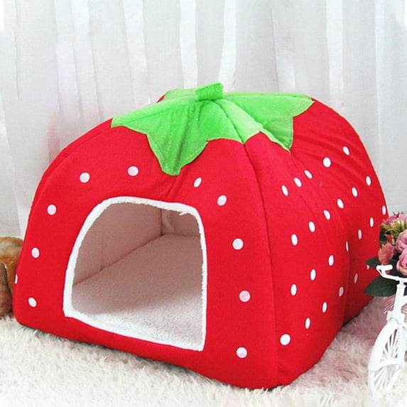 LOLIPPYY XL Red Plush Pet Bed House for Small Dogs and Cats, Lightweight, Cozy, Soft and Comfortable