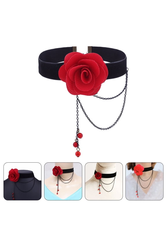 Red Rose Women's Choker Necklace Stylish and Comfortable Jewelry for Dating, Weddings, and Special Occasions