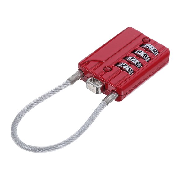LOLIPPYY Red Steel Cable Combination Lock Resettable Padlock for Locker Toolbox and Travel Security
