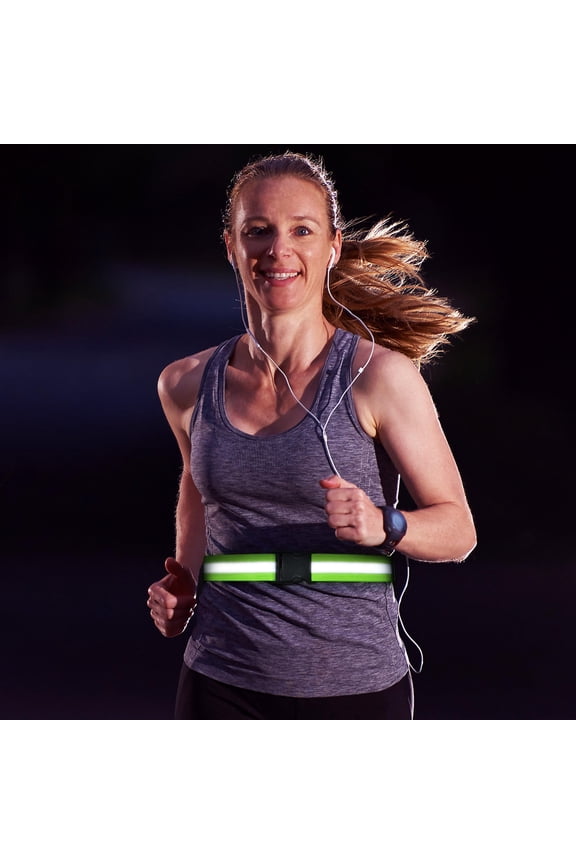 Reflective Belt for Sports Use High Visibility 360 Degree Reflectivity Adjustable Green Waistband