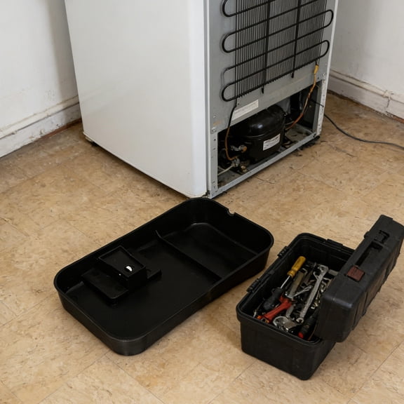 LOLIPPYY Refrigerator Drain Water Tray Black Compressor Drip Pan for Efficient Fridge Use