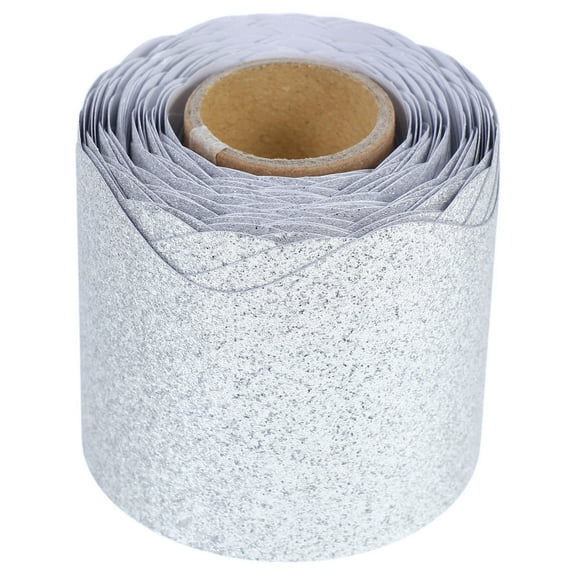 LOLIPPYY Reliable Silver Glitter Bulletin Board Paper Border Trim for Classroom and Festival Decorations