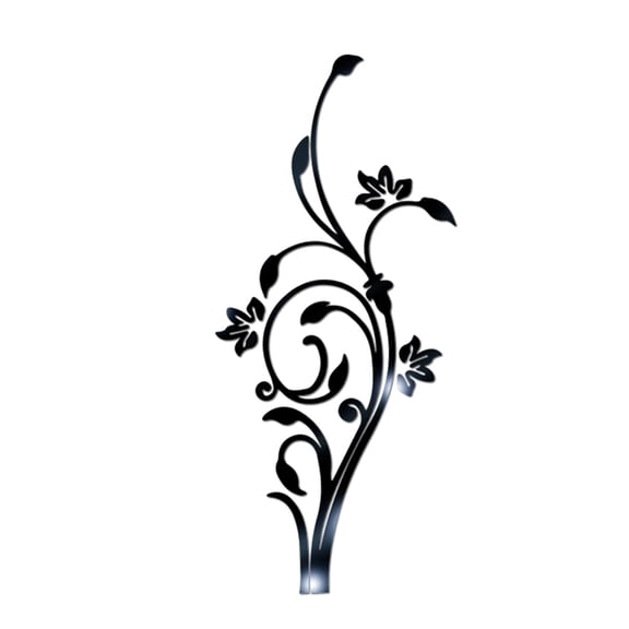 LOLIPPYY Removable Wall Stickers Decors Flower Mirror Wall Sticker Reflective Black 1Pcs