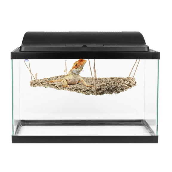 LOLIPPYY Reptile Hammock Bed for Lizard and Snake, Light Brown Grass Mat for Climbing, Resting, and Sleeping, 1 Piece