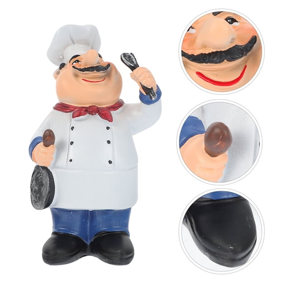 LOLIPPYY Resin Chef Figurines with Lifelike Design White Resin Statue for Bar Decor