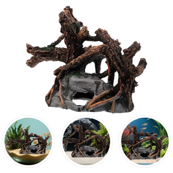 LOLIPPYY Resin Tree Trunk Aquarium Ornament, Realistic Decor for Freshwater and Fish Tanks