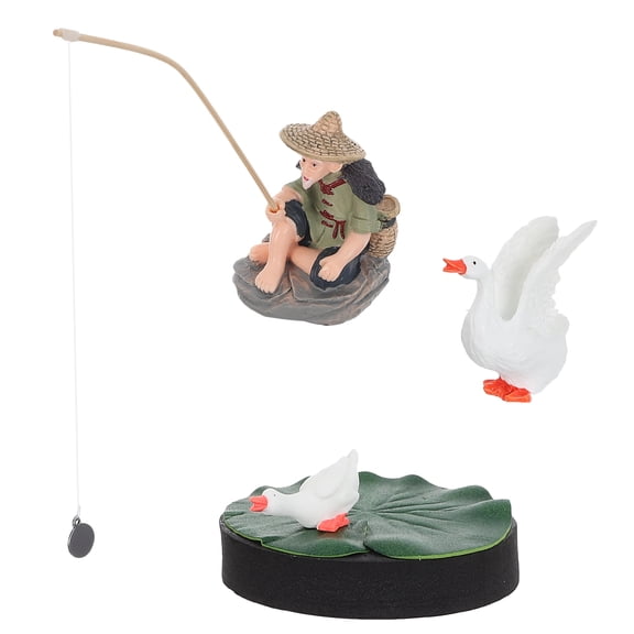 LOLIPPYY Resin Sitting Fisher Figurines Aquarium Decor Assorted Colors Betta Fish Accessories