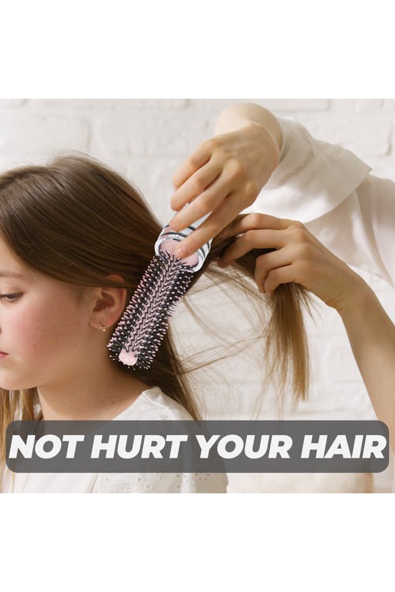 Retractable Pink Hair Brush Anti Static Roll Brush for Dry Or Wet Hair