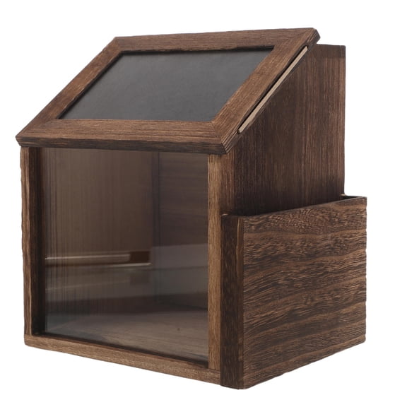 LOLIPPYY Retro Light Brown Wooden Suggestion Box with Lock Decorative Donation Case for Office Or Church
