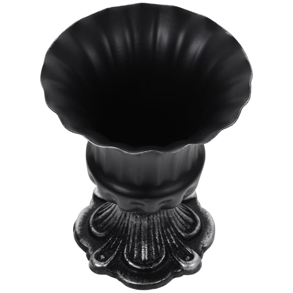 LOLIPPYY Black Metal Trumpet Vase for Centerpieces with Smooth Surface and Round Edges