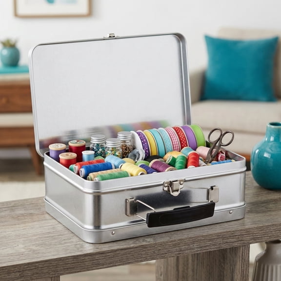 LOLIPPYY Retro Tinplate Metal Lunch Box Leakproof Storage Box Portable with Handle