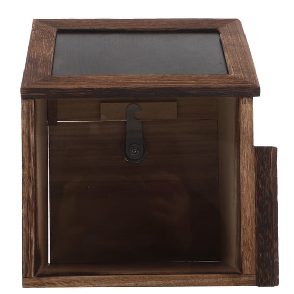 LOLIPPYY Retro Wooden Donation Case with Lock Light Brown for Church and Office Collections