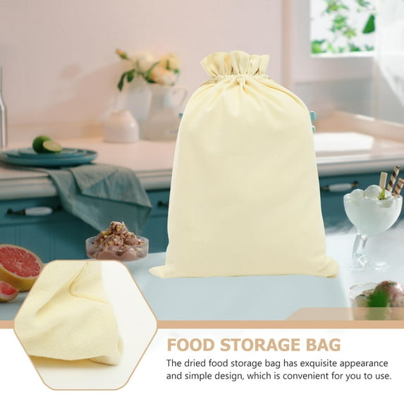 LOLIPPYY Reusable Cotton Drawstring Bags for Storage Beige Food Bags for Rice Flour Beans 2pcs