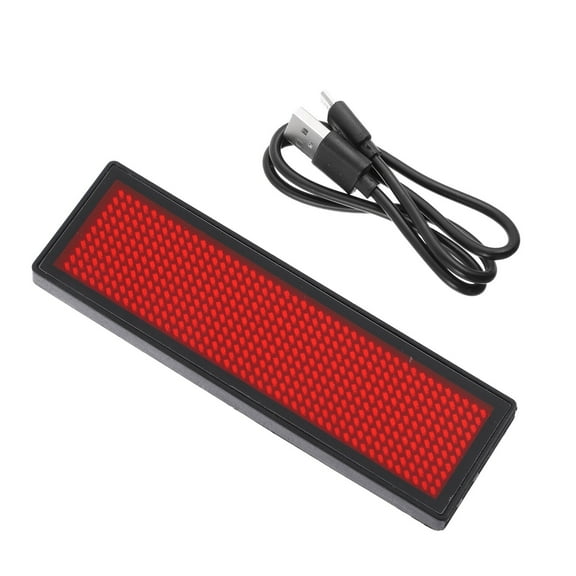 LOLIPPYY Reusable Red LED Name Tag with Adjustable Scrolling Message and Clear Font Display
