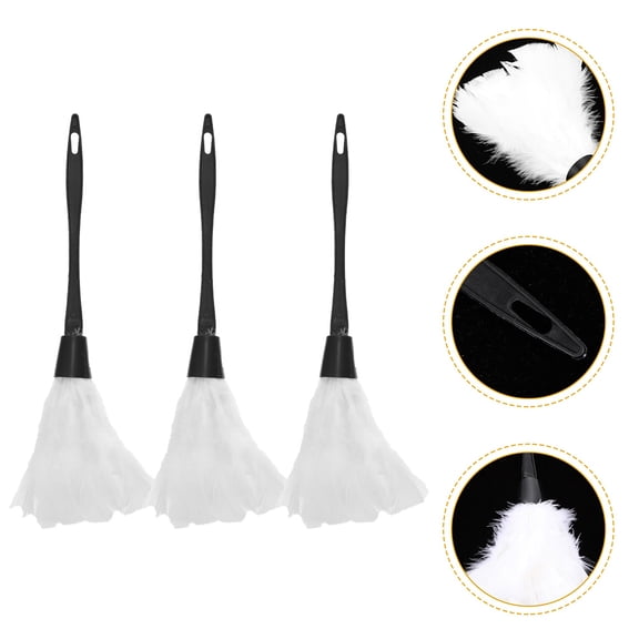 LOLIPPYY Reusable White Plume Duster for Party Cosplay and Home Cleaning 3pcs Set Made of Plastic and Fur