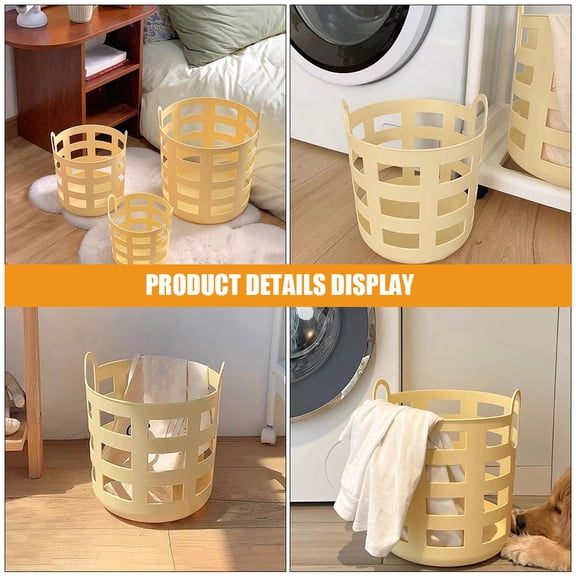LOLIPPYY Reusable Yellow Plastic Laundry Hamper for Home Lightweight and Sturdy Storage