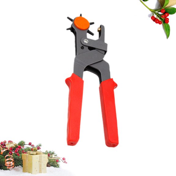 LOLIPPYY Revolving Belt Hole Punch Tool with 6 Sizes Carbon Steel Anti Rust Red Handle