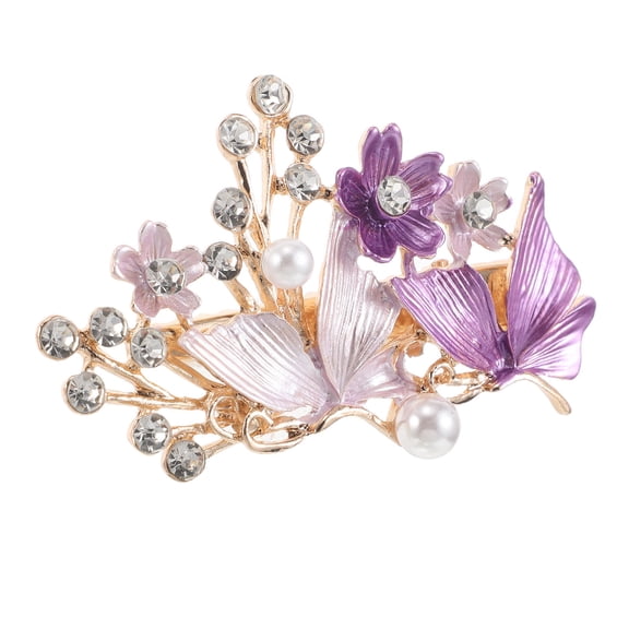 LOLIPPYY Rhinestone Retro Hair Clips Purple Metal Flower Barrette for Women Styling 1Pcs