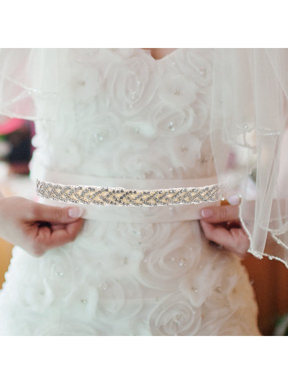LOLIPPYY Rhinestone Bridal Waist Belt, Decorative Wedding Ribbon Sash for Banquets, Parties, and Home Celebrations