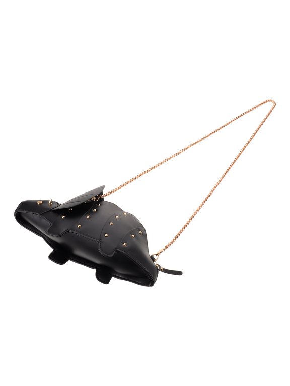 Dinosaur Shape PU Crossbody Bag, Black, Unique 3D Design for Decor