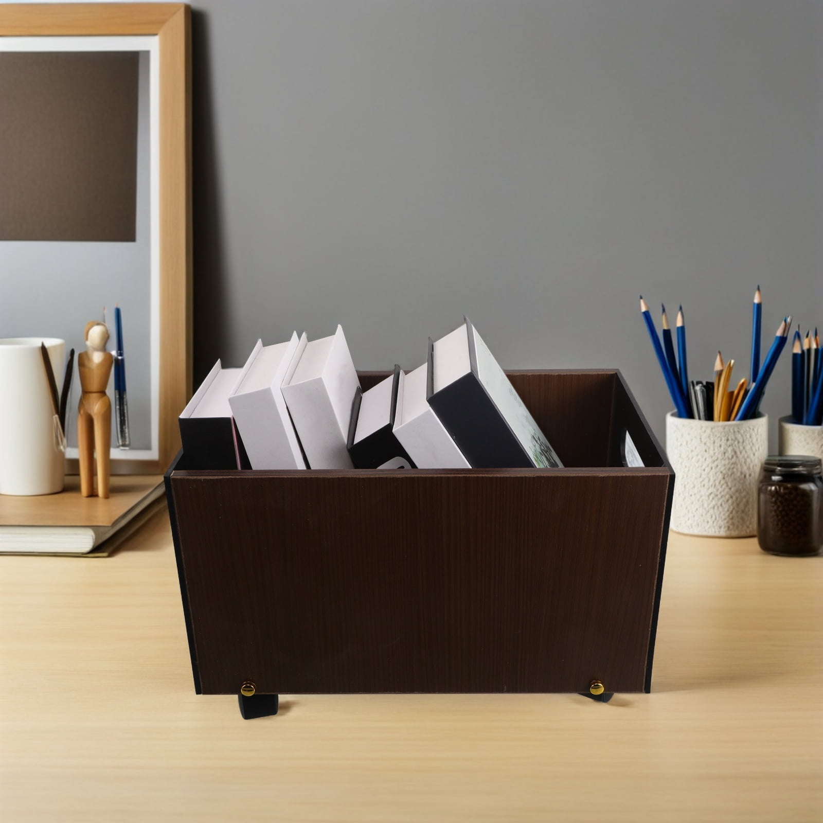 LOLIPPYY Mobile Wooden Book Organizer with Wheels, Under Desk Storage Cart for Dorm, Study Room, Office, and Home Use