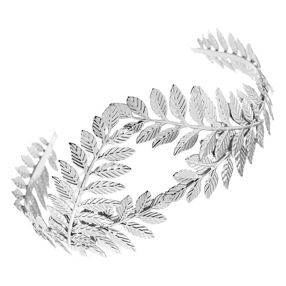 LOLIPPYY Roman Wreath Plated Silver Leaf Headpiece Wedding Hair Decoration for Bride and Bridesmaids