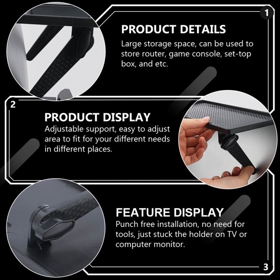 LOLIPPYY Room Storage Carrier Black Punch Free Wall Hanging Rack for Router Game Console and Accessories