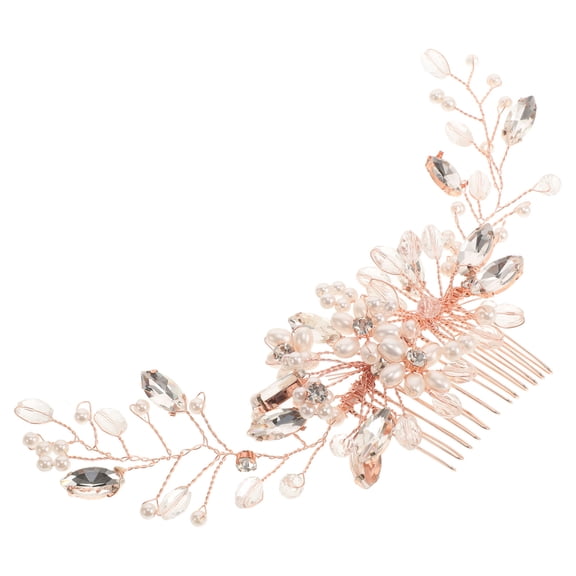 LOLIPPYY Rose Gold Crystal Bridal Hair Comb Crown for Stylish Wedding Hair Decoration