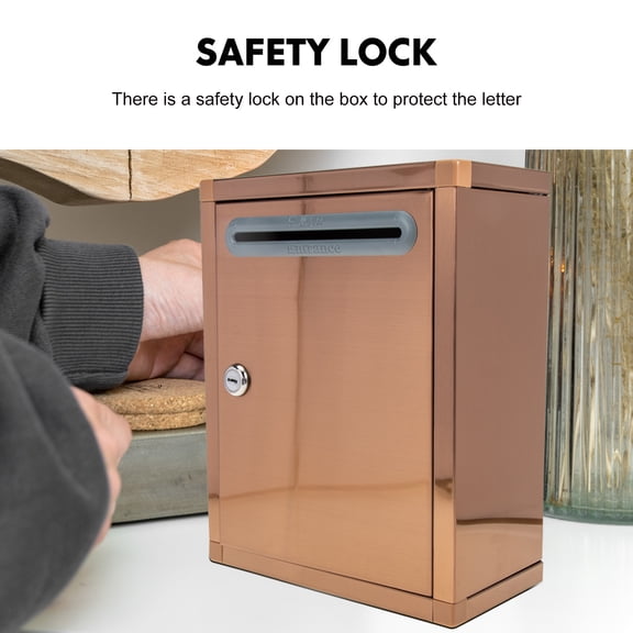 LOLIPPYY Rose Gold Suggestion Box with Lock Stainless Steel for Public Use Ideal for Classrooms and Fundraising 12.5 x 8 x 8 inches