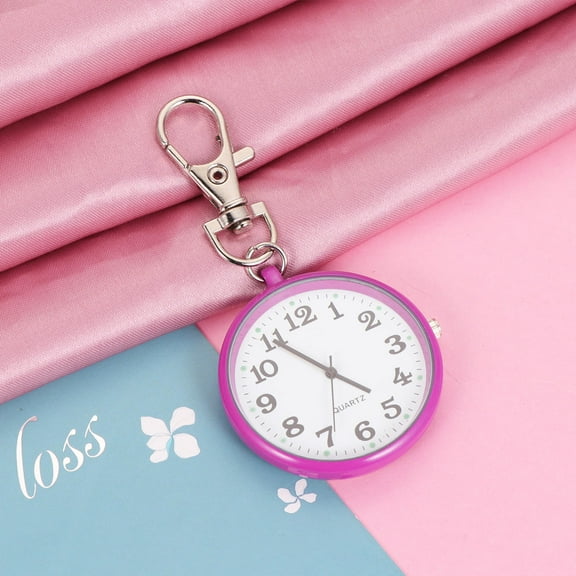 LOLIPPYY Rosy Vintage Pocket Watch Necklace with Alloy Case and Glass Cover, Decorative Chain, Precise Timekeeping Accessory