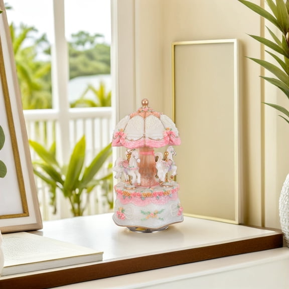 LOLIPPYY Rotating Carousel Music Box with Vintage Horse Figurines and Soothing Tunes for Holiday Decor