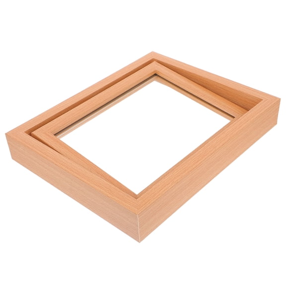 LOLIPPYY Rotating Floating Picture Frame Wooden Double Sided Photo Display Tabletop Decor