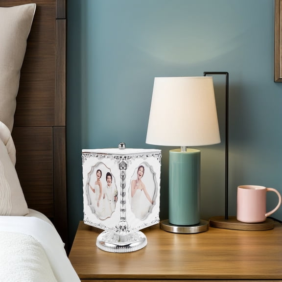 LOLIPPYY Rotating Music Box Photo Frame - Decorative Tabletop Frame Perfect for Couples and Family Memories