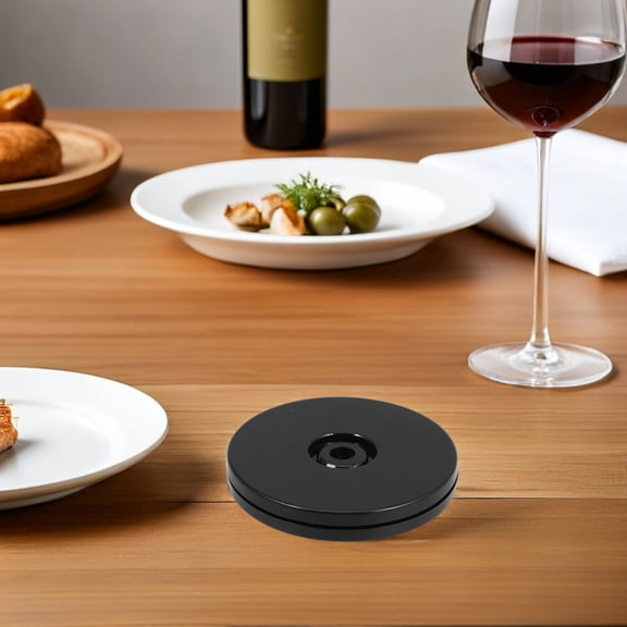 LOLIPPYY Black Rotating Serving Tray with Stable Base, Smooth Swivel Turntable for Home and Kitchen Use