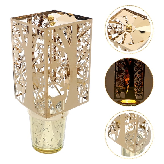 LOLIPPYY Rotating Tealight Holder with Golden Metal Carousel for Christmas Celebration