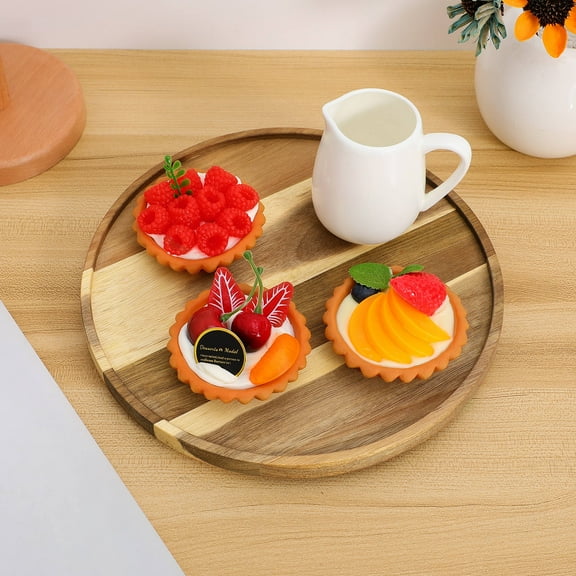 LOLIPPYY Round Rotating Wooden Tray for Coffee Table, Kitchen Countertop, Bathroom Organizer, and Dining Table Decorative Use