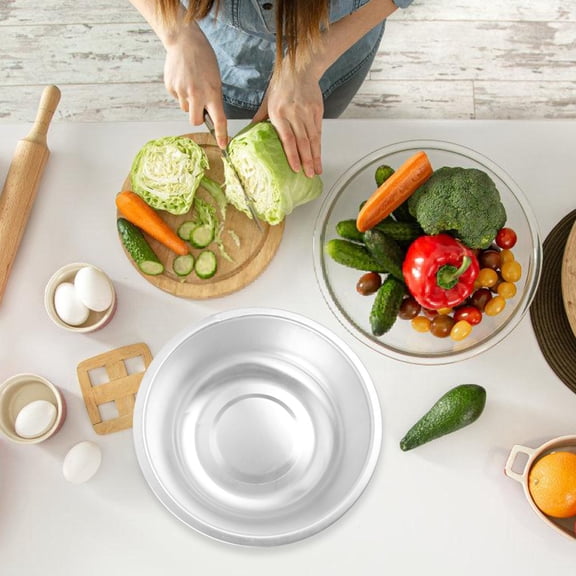 LOLIPPYY Round Aluminum Wash Basin Kitchen Vegetable Mixing Bowl for Daily Use 1Pack