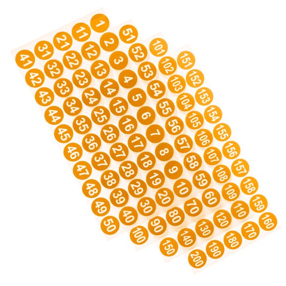 LOLIPPYY Round Digital Number Stickers in Orange for Classification and Labeling Items Easily